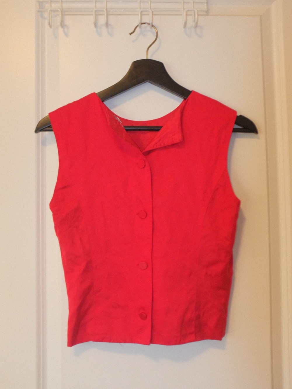 Sleeveless Red Button-Front Women's Top
